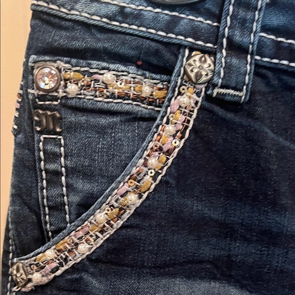 Miss Me Dark Blue Boot Cut Jeans with Embellished Pockets - Picture 4 of 7